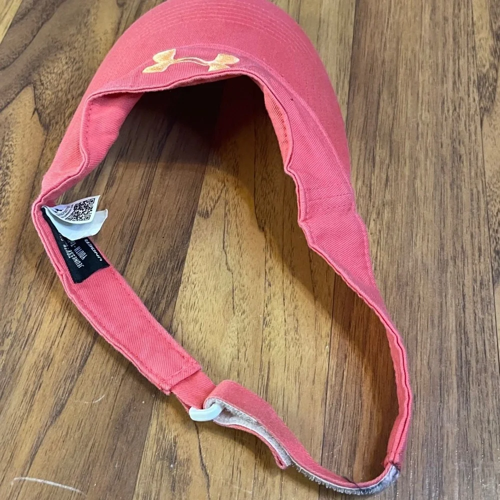 Under Armour Youth Visor Hat Coral Pink Orange Logo Adjustable Girls Kids OSFA